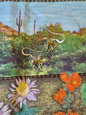 Sterling Horse Drop Earrings with Inlay Accents